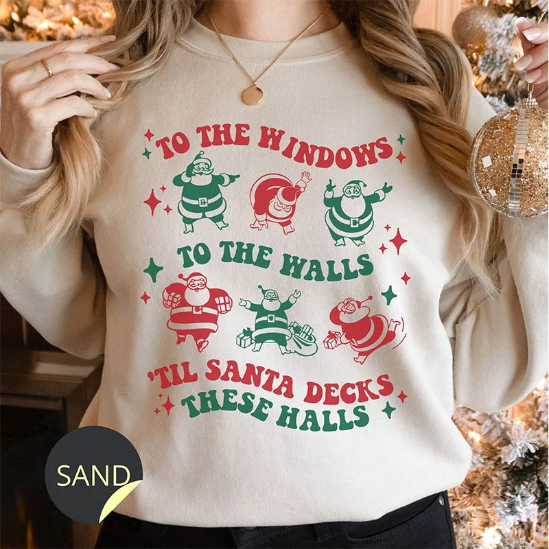 sweatshirts with amber trim -Dancing Santa Funny Christmas Sweatshirt