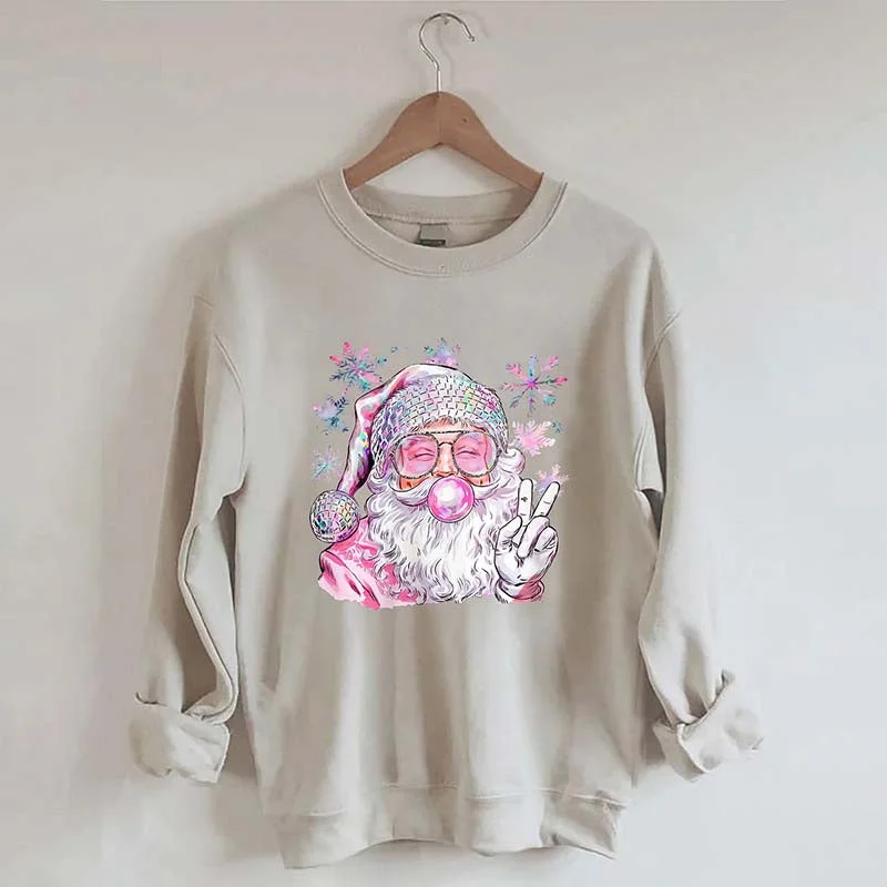 ochre sweatshirts golden hue -Santa Christmas Blowing Bubble Sweatshirt