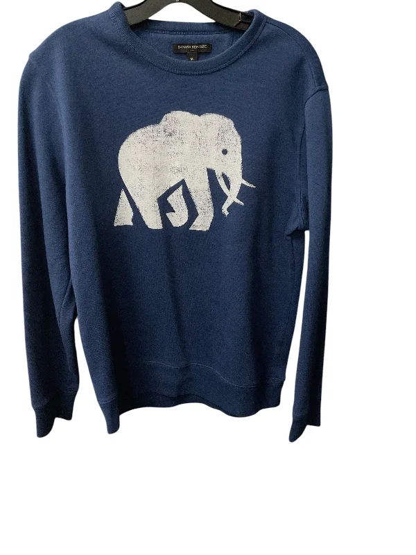 sweatshirts with agate patches -Sweatshirt Crewneck By Banana Republic In Blue, Size: M