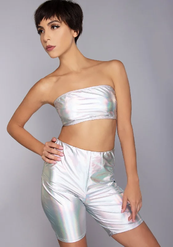 violet line shorts -Liquid Frost Biker Shorts Set