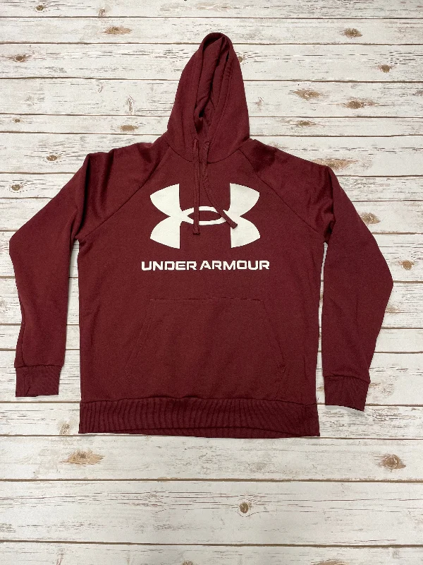 sweatshirts with open trim -Sweatshirt Hoodie By Under Armour In Maroon, Size: L