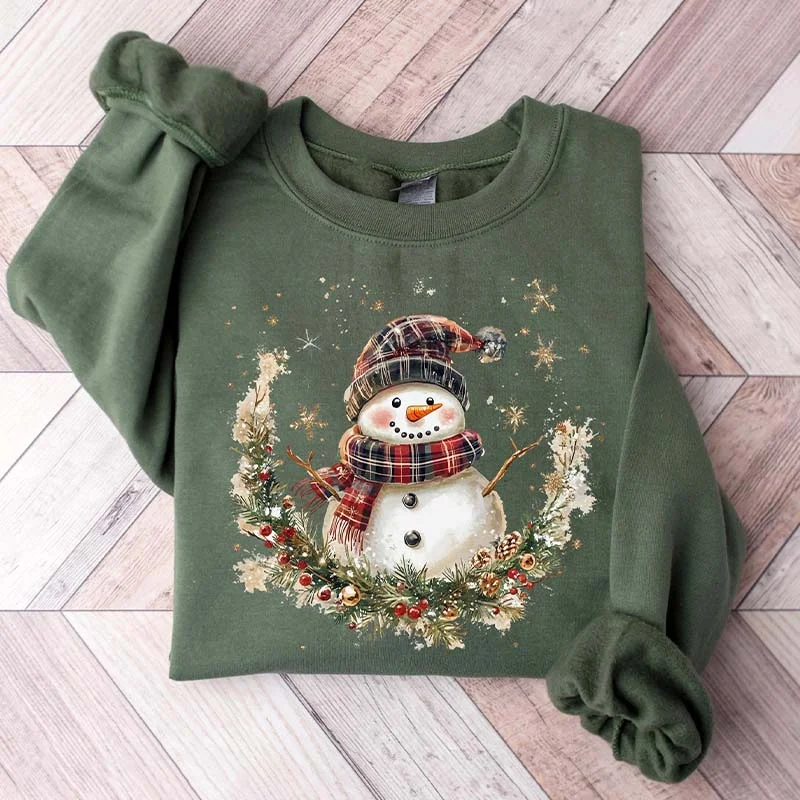 hemp-fleece sweatshirts eco blend -Christmas Snowman Plant Sweatshirt