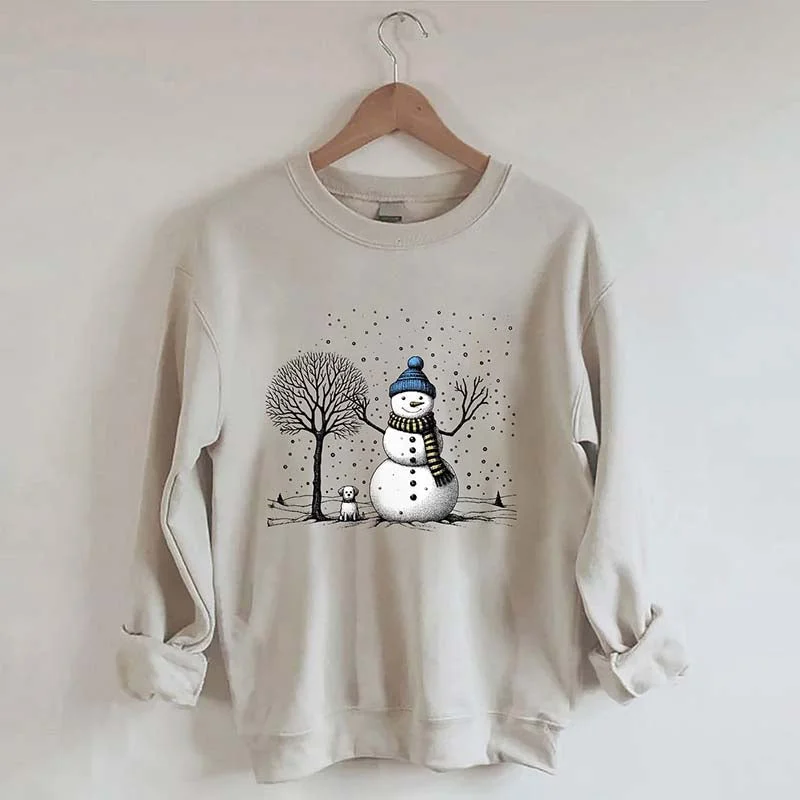 sweatshirts with shell hem -Christmas Snowman Dog Sweatshirt