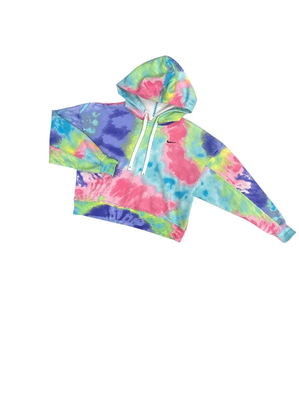 knit-ramie sweatshirts earthy -Athletic Sweatshirt Hoodie By Nike Apparel In Rainbow Print, Size: Xs