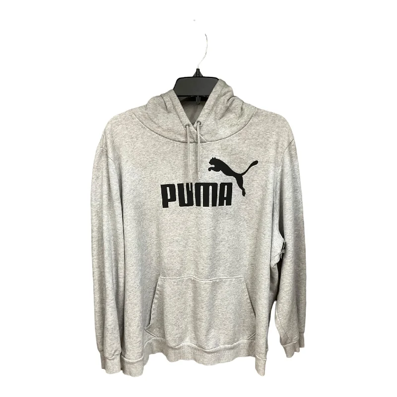 sweatshirts women dusk orchid -Grey Athletic Sweatshirt Hoodie Puma, Size 2x