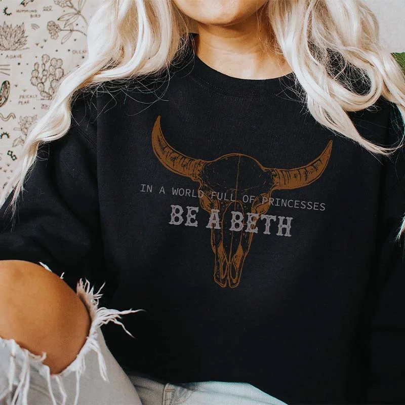 sweatshirts with lattice hem -Boho Cow Skull Sweatshirt