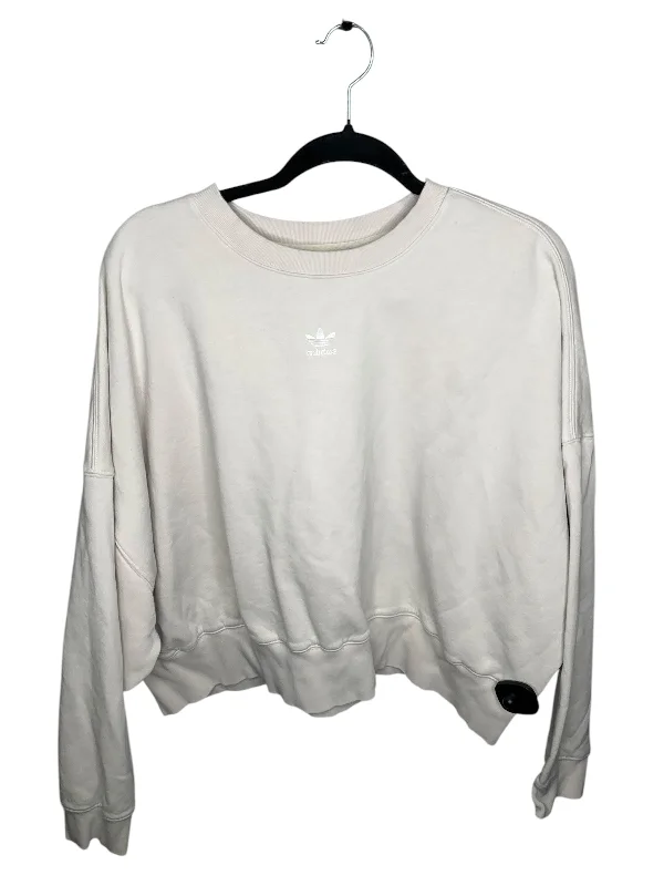 sweatshirts with open hem -Athletic Sweatshirt Crewneck By Adidas In Beige, Size: L