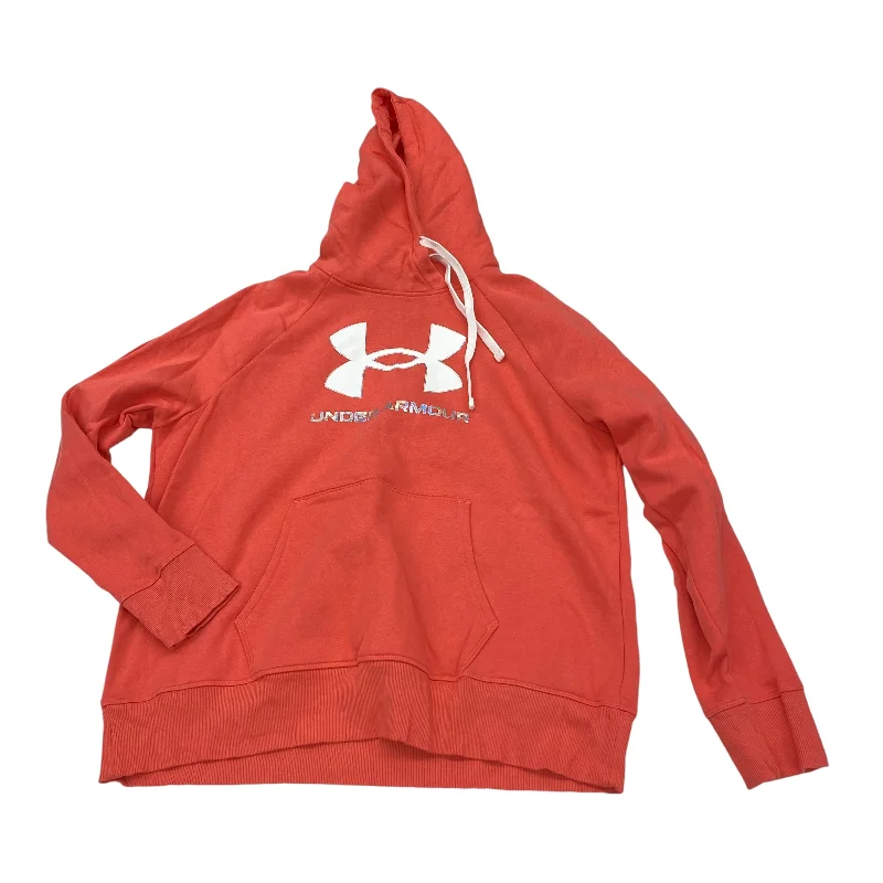 suede-organza sweatshirts luxe -PEACH ATHLETIC SWEATSHIRT HOODIE by UNDER ARMOUR Size:XL