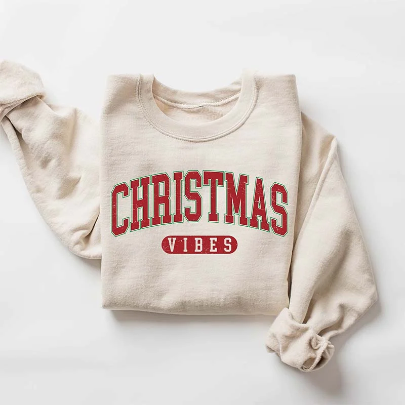 sweatshirts with twisted trim -Retro Christmas Vibes Sweatshirt