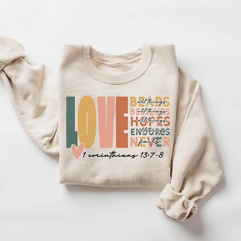 jute-silk sweatshirts earthy -Boho Inspirational Church Bible Verse Sweatshirt