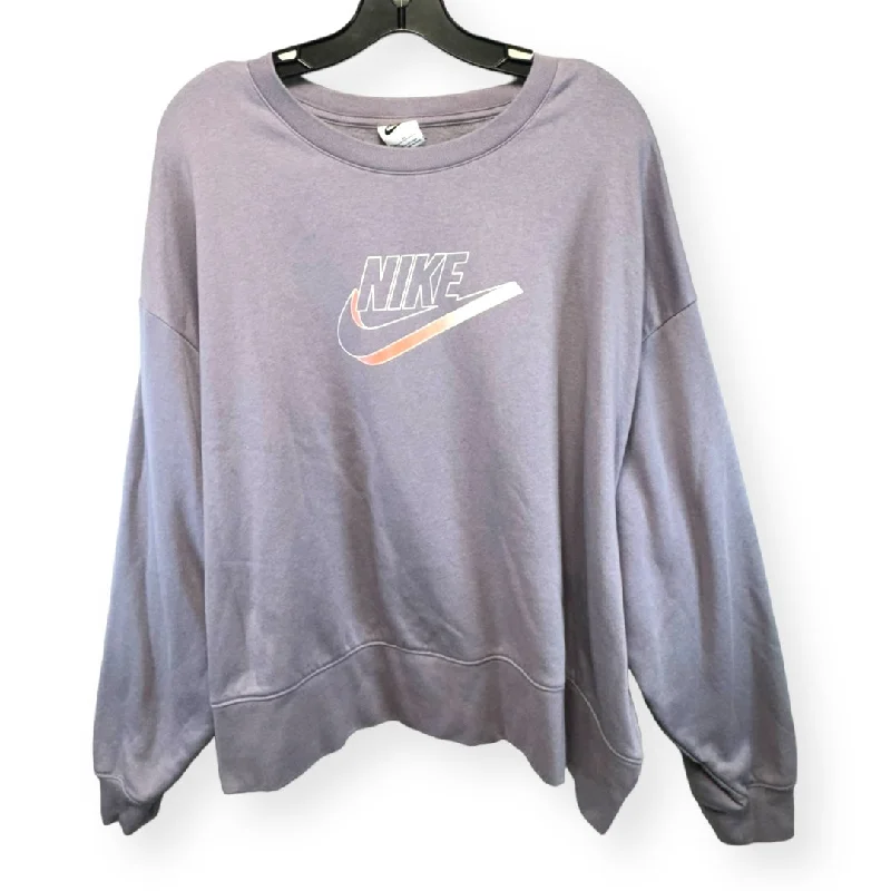 sweatshirts with feather trim -Purple Sweatshirt Crewneck Nike, Size 3x