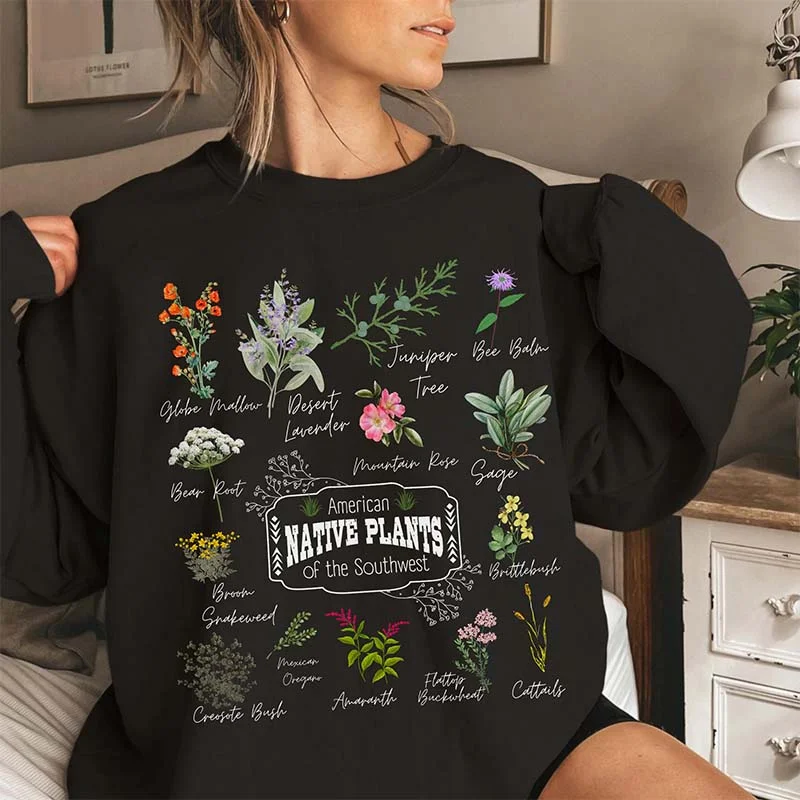 cotton-jute sweatshirts earthy -Native Plants of the Southwest Sweatshirt