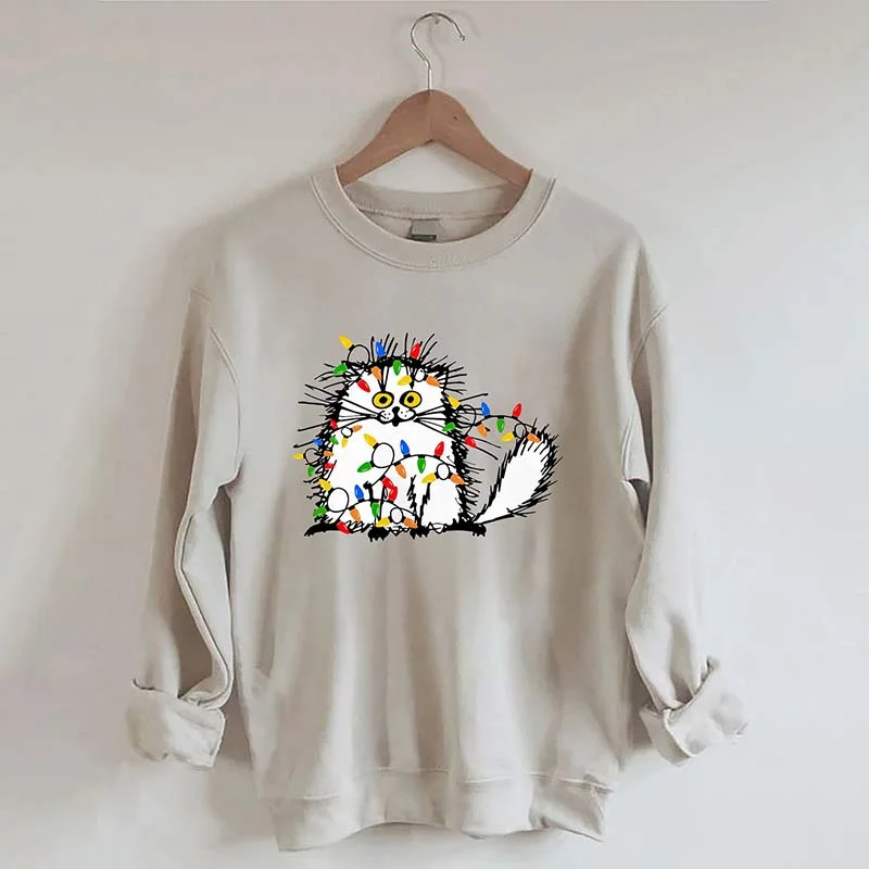 sweatshirts women soft citron -Christmas Funny Cat Sweatshirt