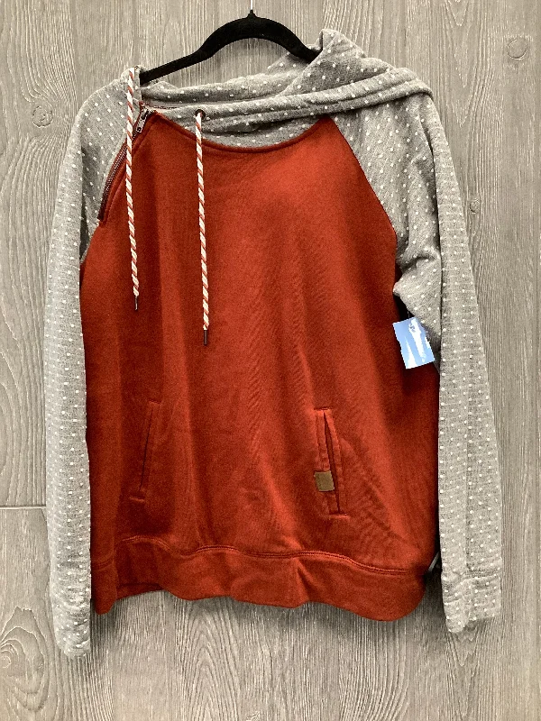 sweatshirts men desert grid -Sweatshirt Hoodie By Maurices In Grey & Orange, Size: L