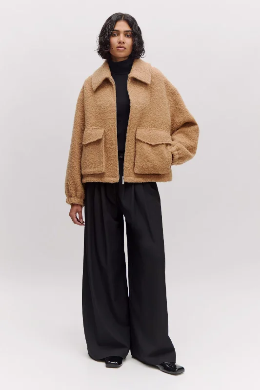 wool-velvet jacket warm -Machi Jacket Camel