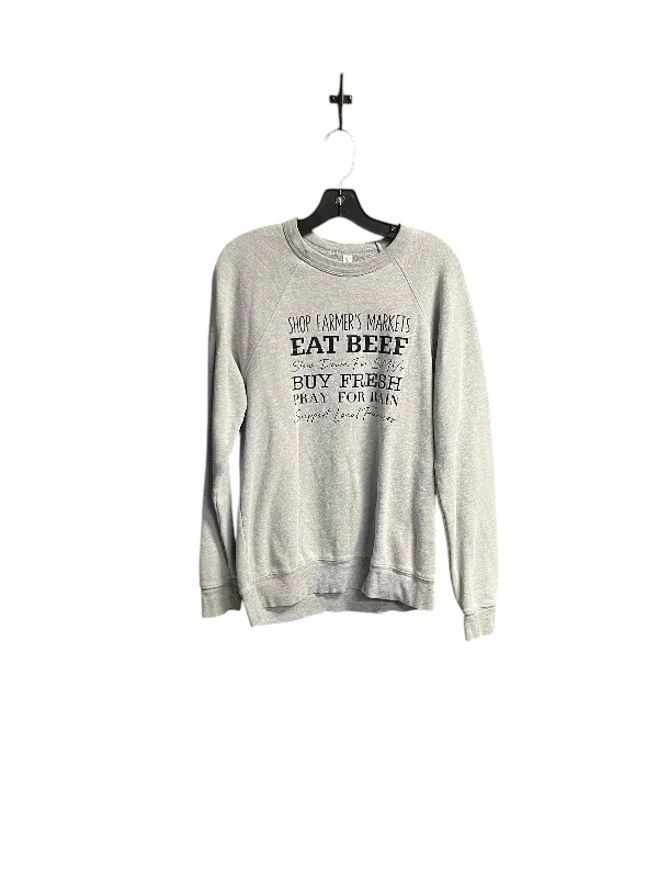 ramie-tulle sweatshirts natural -Sweatshirt Crewneck By Clothes Mentor In Grey, Size: S