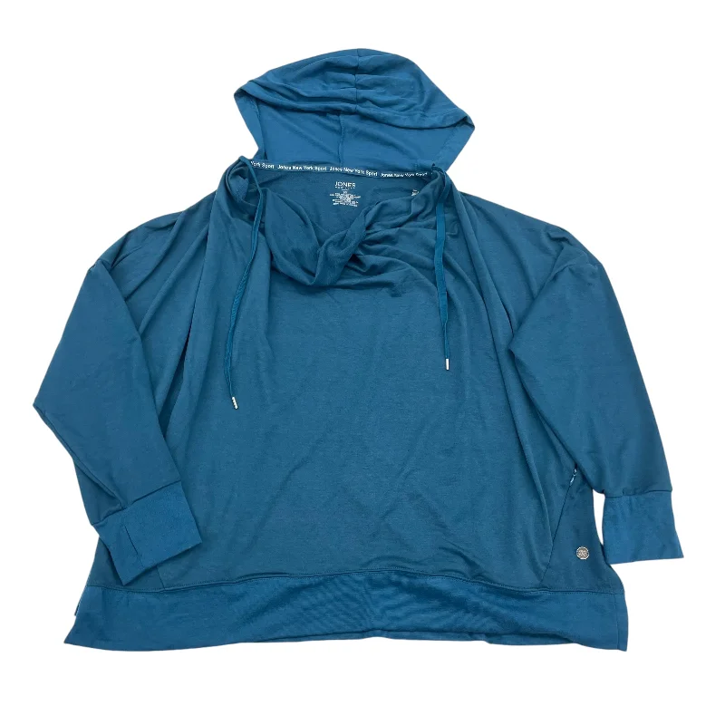 chevron-tulle sweatshirts dynamic -BLUE ATHLETIC SWEATSHIRT HOODIE by JONES NEW YORK Size:3X