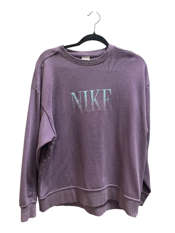 ramie sweatshirts earthy texture -Athletic Sweatshirt Crewneck By Nike Apparel In Purple, Size: M