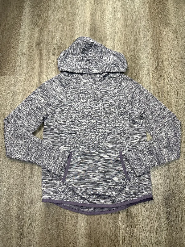 knit-silk sweatshirts luxe -Athletic Sweatshirt Hoodie By 90 Degrees By Reflex In Purple, Size: M