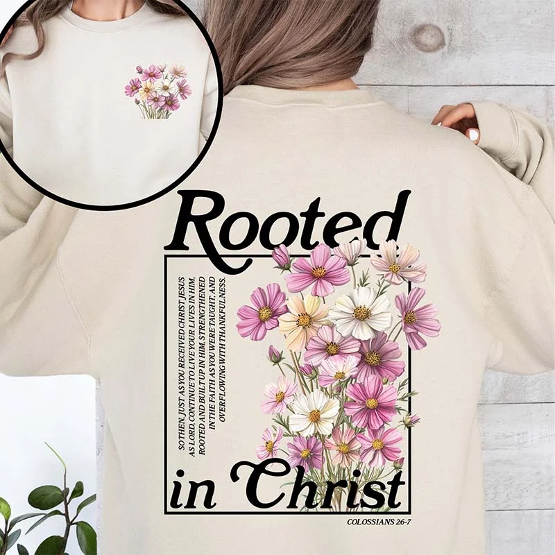 sweatshirts with glitter logos -Rooted In Christ Faith Religious Sweatshirt