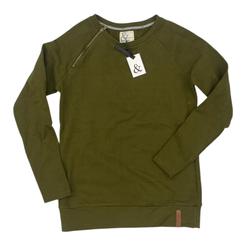 sweatshirts with open trim -Sweatshirt Crewneck By Clothes Mentor In Green, Size:M