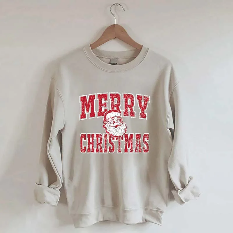 sweatshirts with peekaboo trim -Merry Christmas Santa Sweatshirt