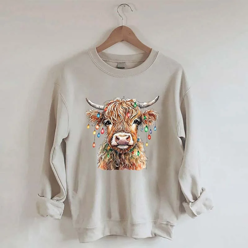 sweatshirts with shell trim -Merry Christmas Cow Sweatshirt