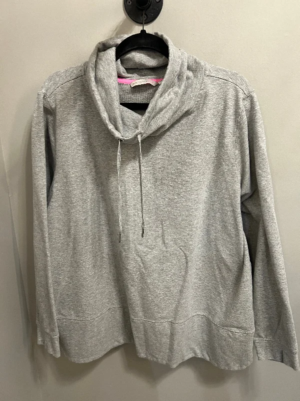 sweatshirts with lattice hem -Sweatshirt Collar By Isaac Mizrahi Live Qvc In Grey, Size: Xl