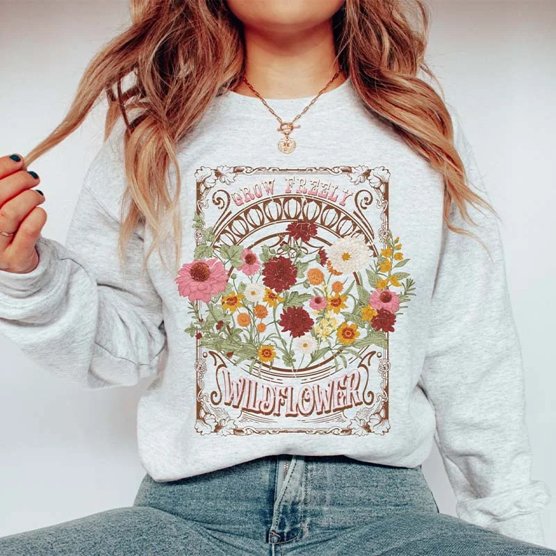 long sweatshirts weekend layer -Grow Freely Wildflowers Sweatshirt