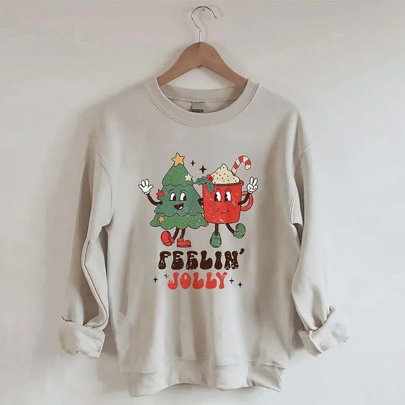 long sweatshirts evening wrap -Feelin' Jolly Christmas Sweatshirt