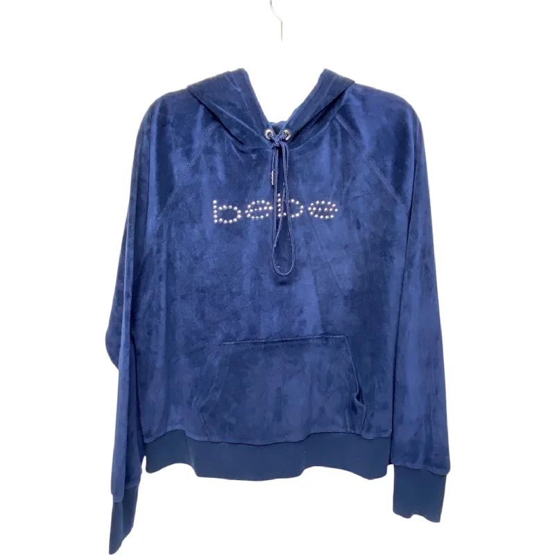 sweatshirts with glitter hem -Sweatshirt Hoodie By Bebe In Navy, Size: 2x