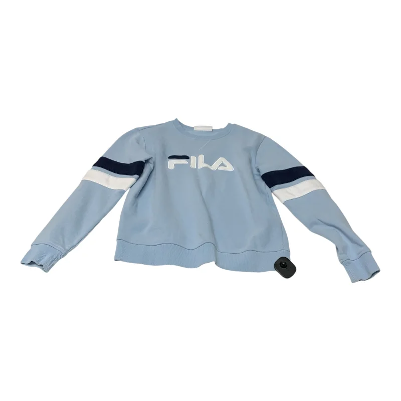 suede-organza sweatshirts luxe -Sweatshirt Crewneck By Fila In Blue & White, Size: S