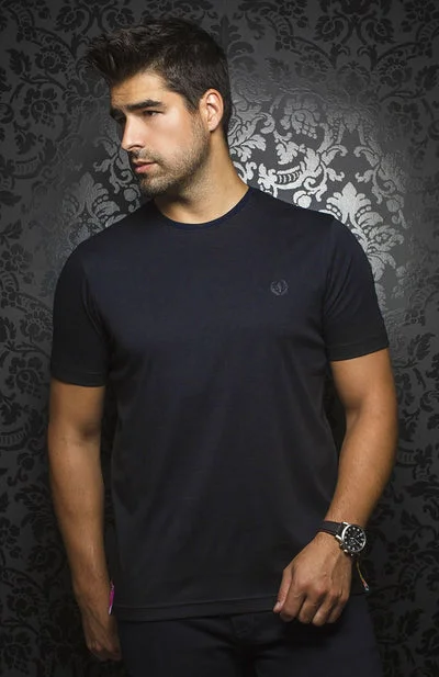 dusk textured t-shirts -Au Noir Stretch Short-Sleeve Shirt | T-shirt Crew Neck - Michael Black