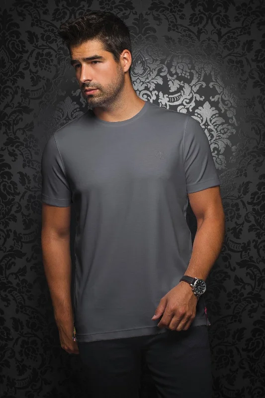 squad chill t-shirts -Au Noir Stretch Short-Sleeve Shirt | T-shirt Crew Neck - Michae Med Grey