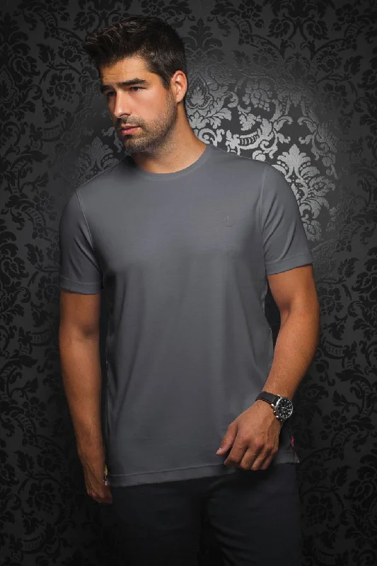 coal vibe t-shirts -Au Noir Stretch Short-Sleeve Shirt | T-shirt Crew Neck - Michael Med Grey