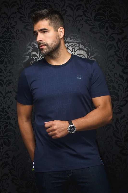 seam splash t-shirts -Au Noir Stretch Short-Sleeve Shirt | T-shirt Crew Neck - Varenna Navy