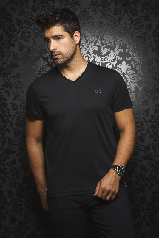 swing splash t-shirts -Au Noir Stretch Short-Sleeve Shirt | T-Shirt V-Neck - Michael Black