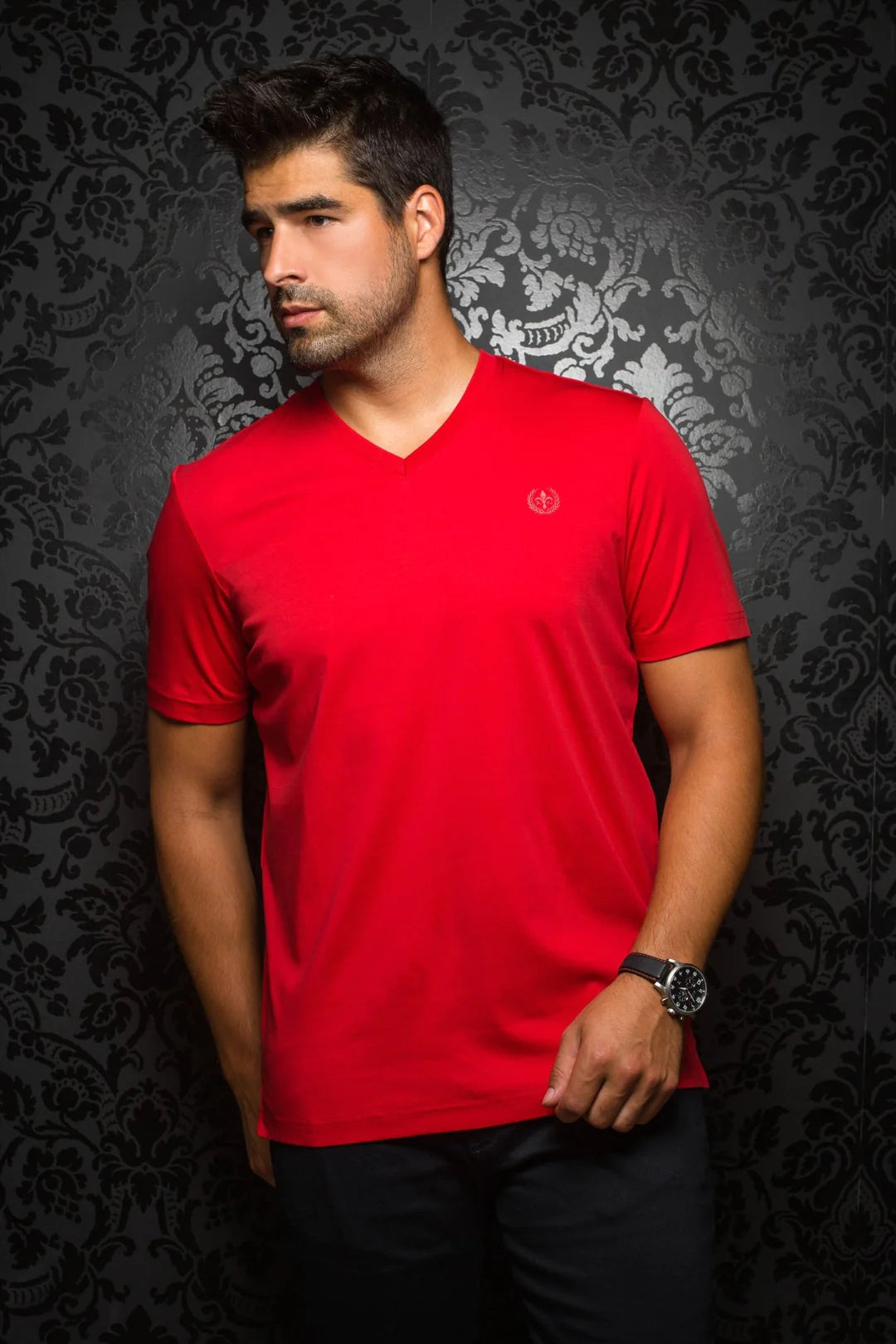 wave gym t-shirts -Au Noir Stretch Short-Sleeve Shirt | T-Shirt V-Neck - Michael Red