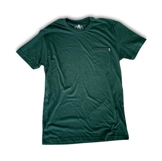 ochre faded t-shirts -Boston Scally The Basics Pocket Tee - Forest Green