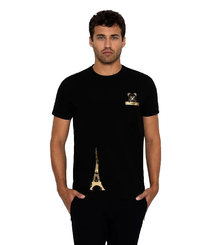 bump friendly t-shirts -Bertigo Stretch Short-Sleeve Tshirts | EIFFEL BLACK T-SHIRT