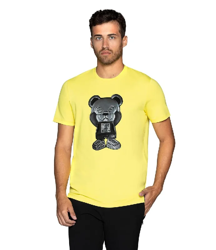 ecru clean t-shirts -Bertigo Stretch Short-Sleeve Tshirts | CARSON-08T QR TEDDY YELLOW T-SHIRT