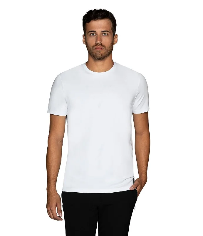 garter knit t-shirts -Bertigo Stretch Short-Sleeve Tshirts | FLORENCE-05T SOLID WHITE T-SHIRT