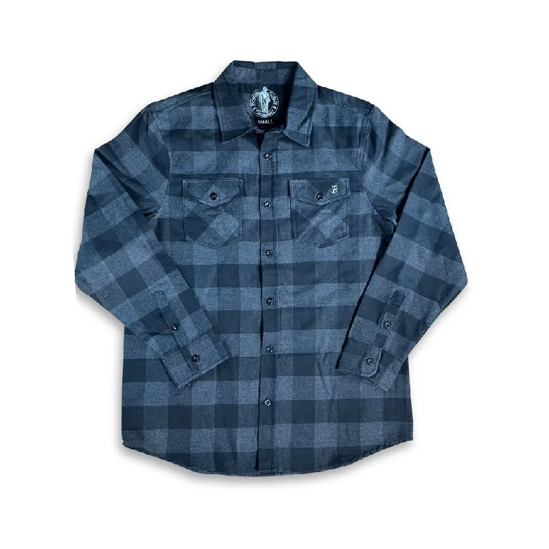 beige chill t-shirts -Boston Scally The Flannel - Black & Charcoal Plaid