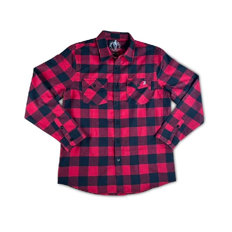 cedar green t-shirts -Boston Scally The Flannel - Black & Red Plaid