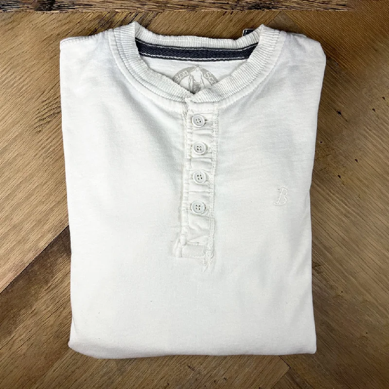 newborn chill t-shirts -Boston Scally The Long Sleeve Henley - Vintage White