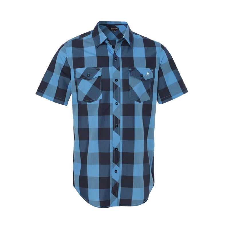 linen blend t-shirts -Boston Scally The Buffalo Plaid Dad Shirt - Black/Blue