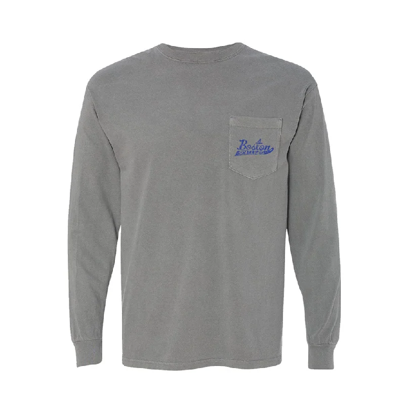 plus chill t-shirts -Boston Scally The Royal Rose Long Sleeve Tee - Grey