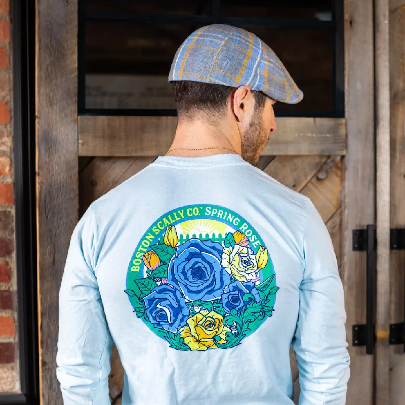 saffron vibrant t-shirts -Boston Scally The Spring Rose Long Sleeve - Light Blue