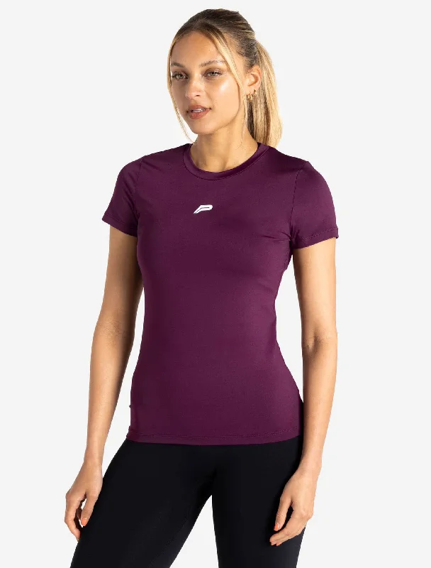 mesh gym t-shirts -BreathEasy Full-Length T-Shirt - Purple