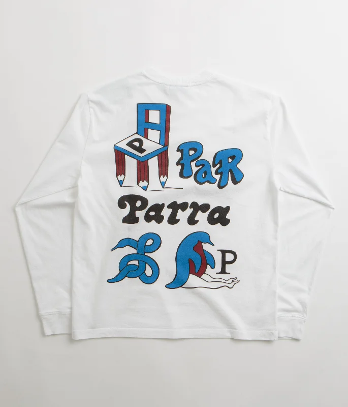 walnut faded t-shirts -by Parra Chair Pencil Long Sleeve T-Shirt - White